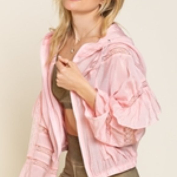 Last One! NWT POL Pink Hooded Light Weight Barbie Workout Jacket S/M/L - Picture 4 of 14
